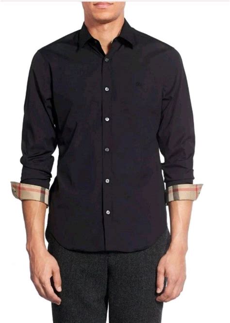 black burberry shirt|burberry black long sleeve shirt.